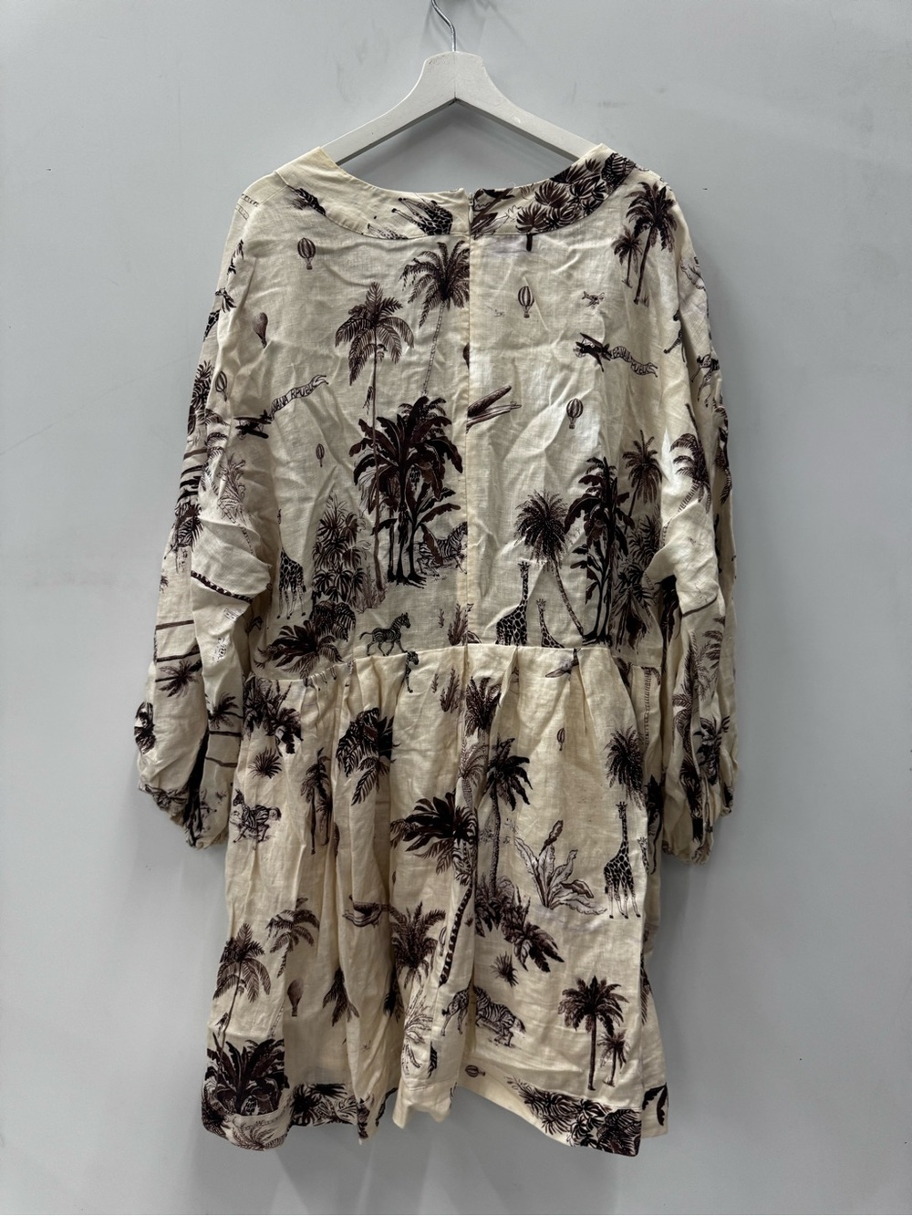 Banana Republic Linen Safari Print Mini Dress Size XXL Long Sleeve - Picture 9 of 11